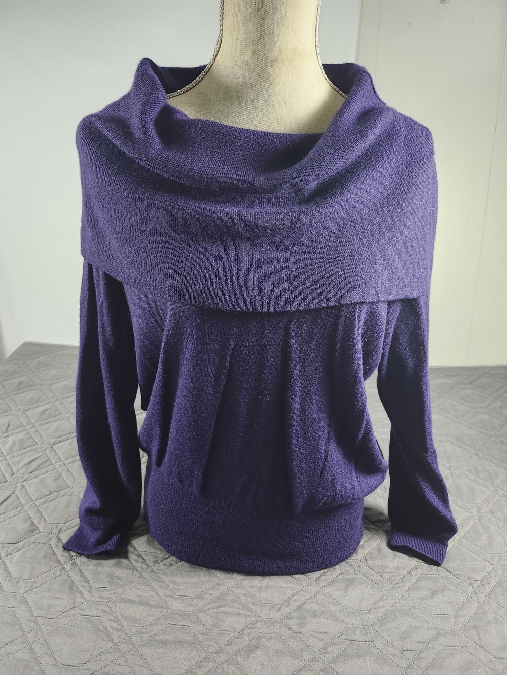 vintage Carole Little Woman plus-size (2X) purple cowl neck sweater Imperfection